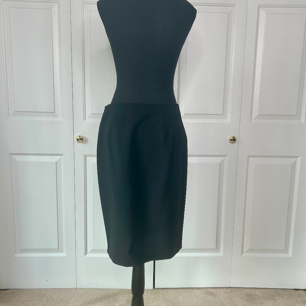 Club Monaco Black Pencil Skirt with Tuxedo Satin Strip and Zipper Slit Size 6